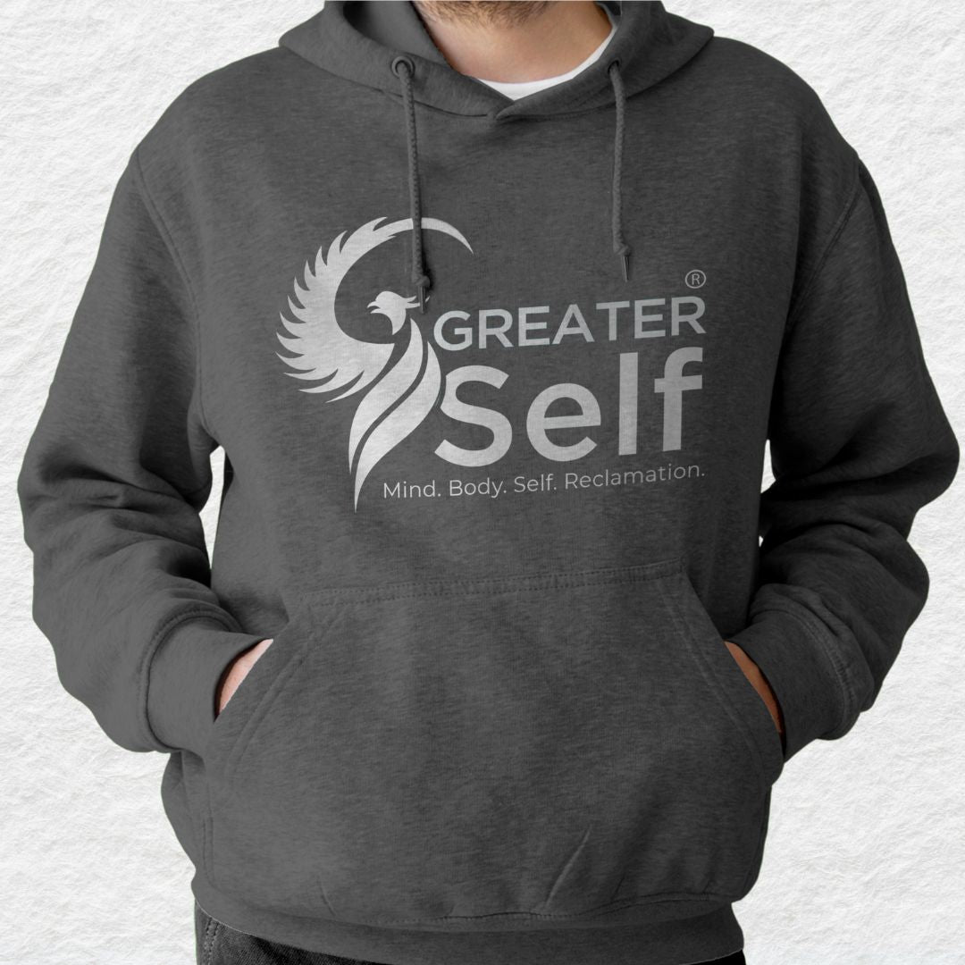 Greater Self Gray and Dark Gray Pullover Hoodies - Cozy and Durable Motivational Sweatshirts | Black Friday Deals | Limited Time Offer