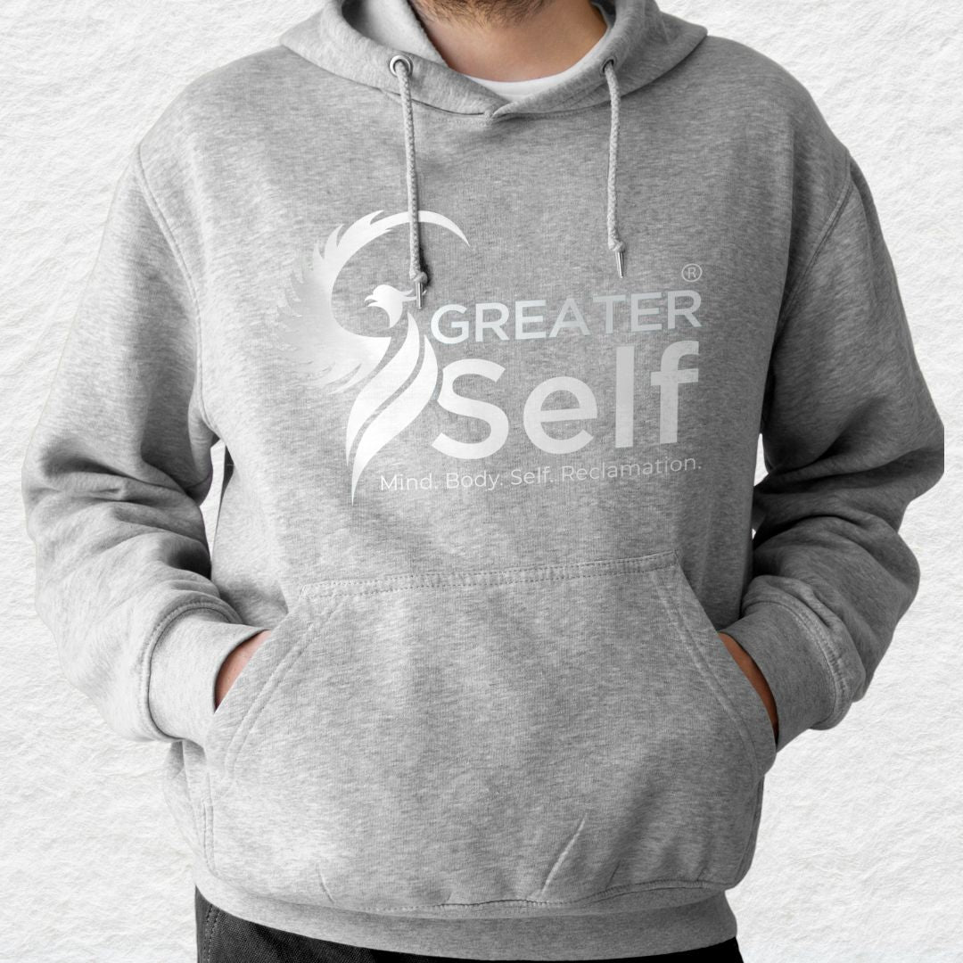 Greater Self Gray and Dark Gray Pullover Hoodies - Cozy and Durable Motivational Sweatshirts | Black Friday Deals | Limited Time Offer